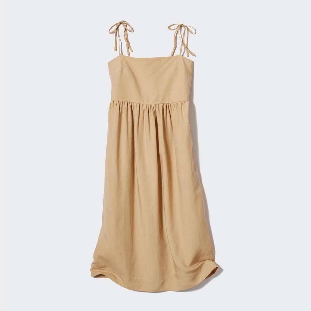 Uniqlo Beige Linen-Blend Camisole Midi Dress